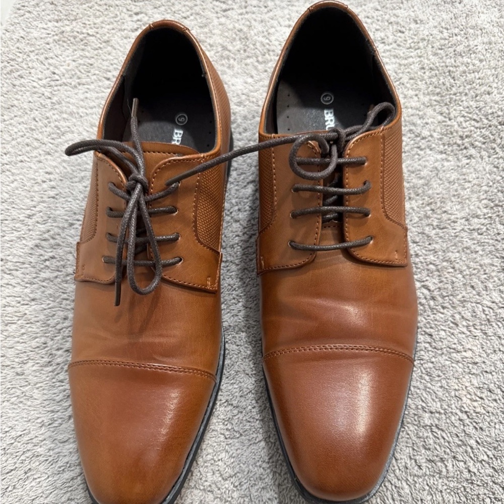 Bruno Marc SBOX222M Men’s Oxford Dress Shoes Size 9 Cognac Brown Formal Lace Up